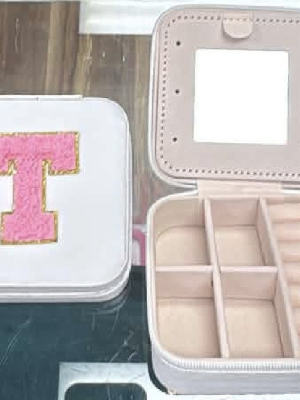 Girls' Pink Travel Jewelry Case with Mirror